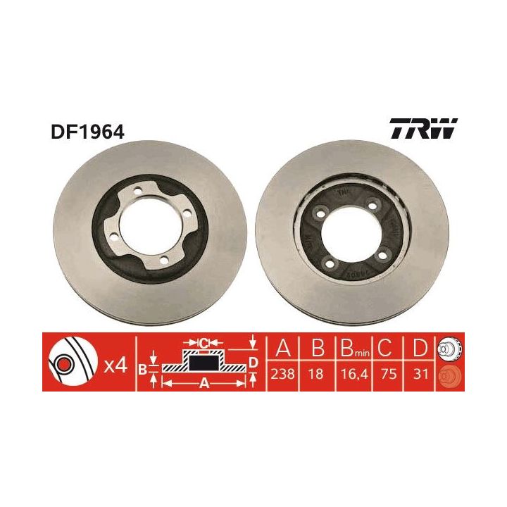 Stabdžių diskas TRW DF1964
