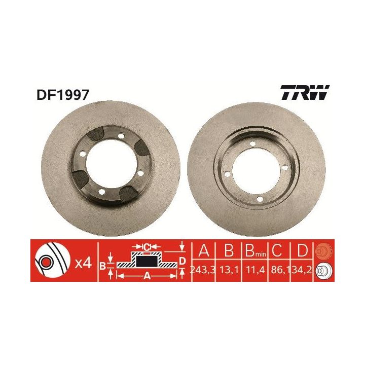 Stabdžių diskas TRW DF1997