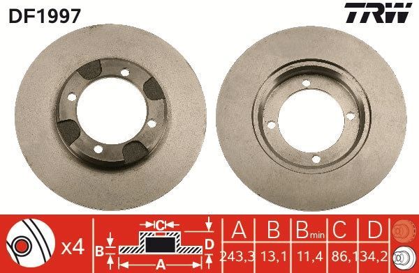 Stabdžių diskas TRW DF1997