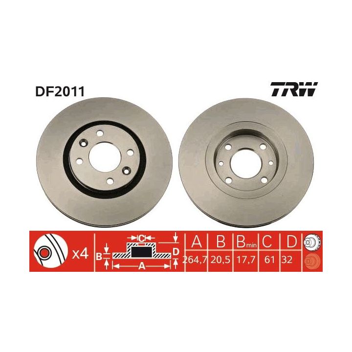 Stabdžių diskas TRW DF2011