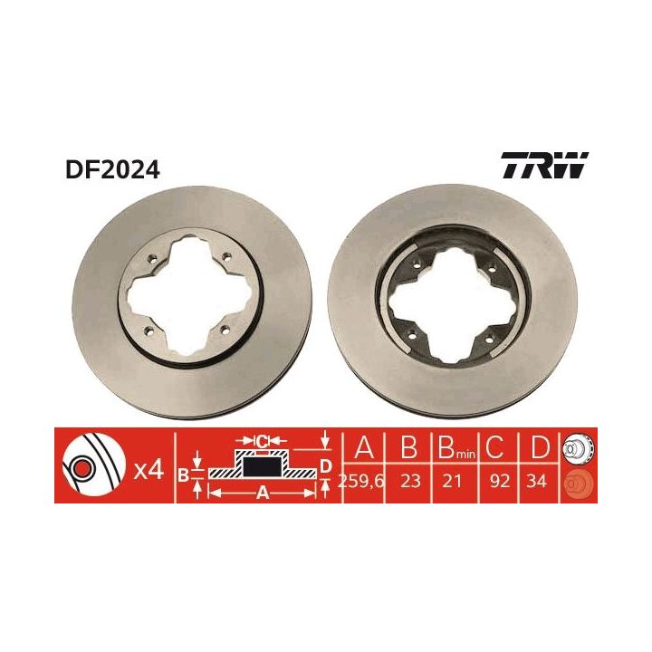 Stabdžių diskas TRW DF2024