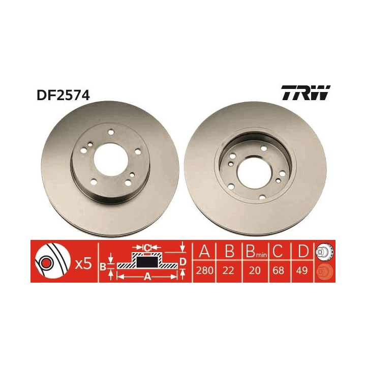 Stabdžių diskas TRW DF2574