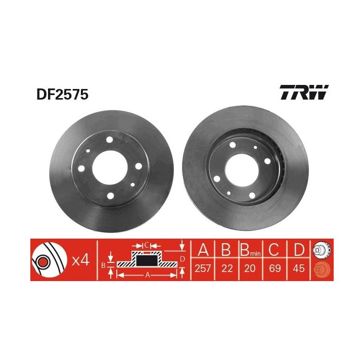 Stabdžių diskas TRW DF2575