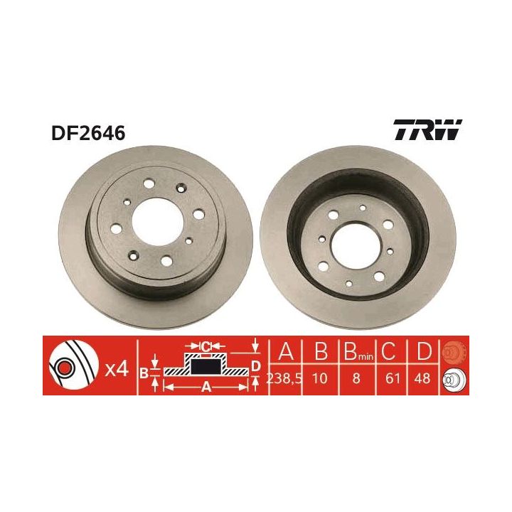 Stabdžių diskas TRW DF2646