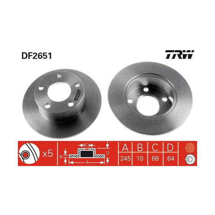 Stabdžių diskas TRW DF2651