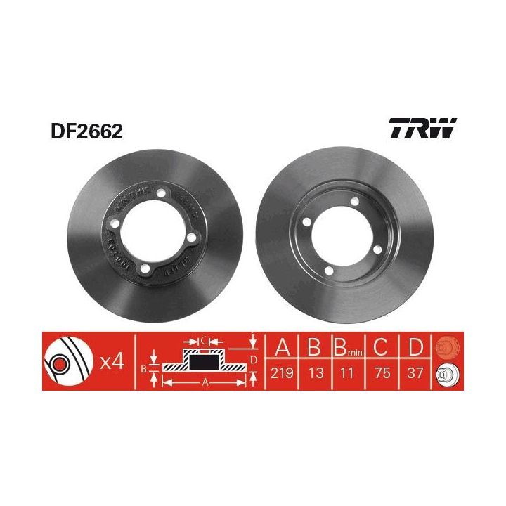 Stabdžių diskas TRW DF2662