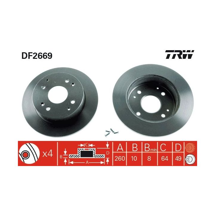 Stabdžių diskas TRW DF2669