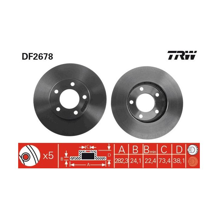 Stabdžių diskas TRW DF2678