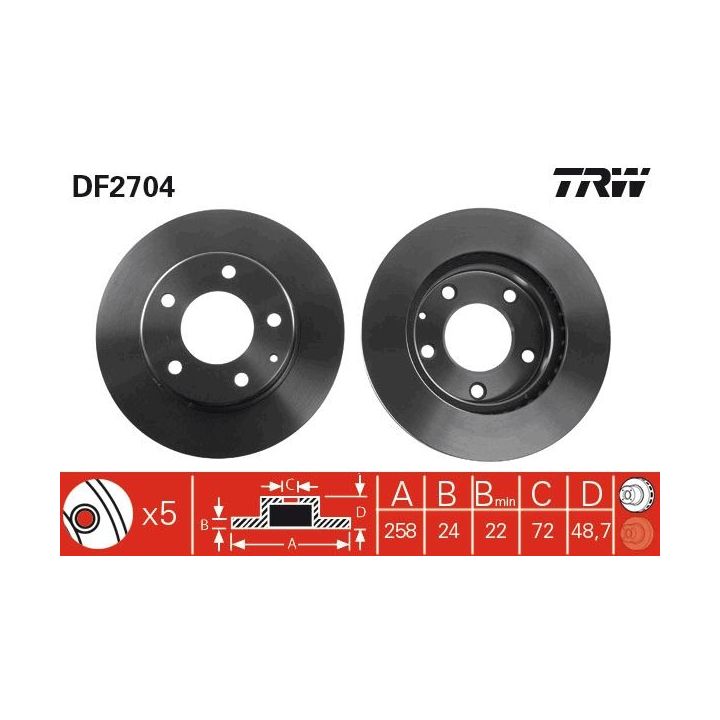 Stabdžių diskas TRW DF2704