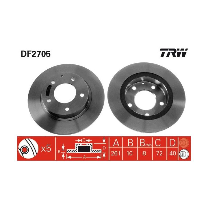 Stabdžių diskas TRW DF2705