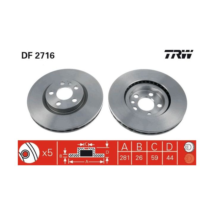 Stabdžių diskas TRW DF2716