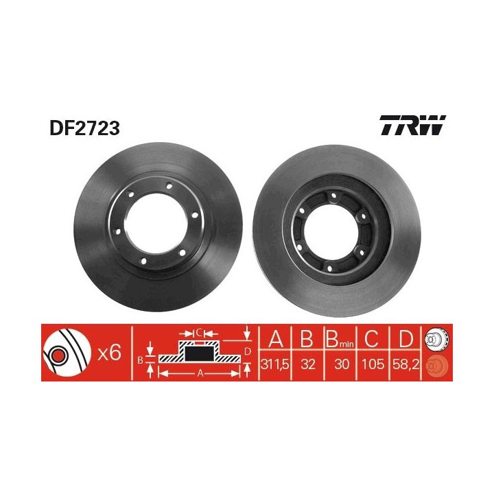 Stabdžių diskas TRW DF2723