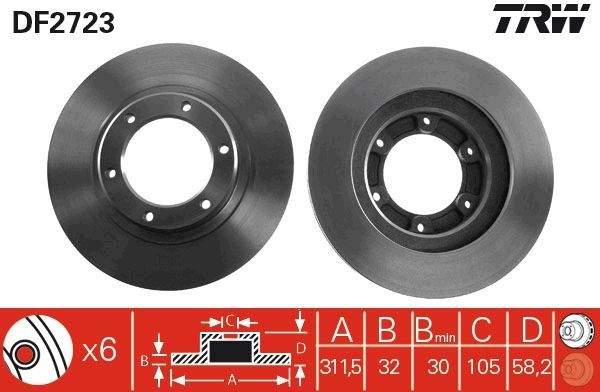 Stabdžių diskas TRW DF2723
