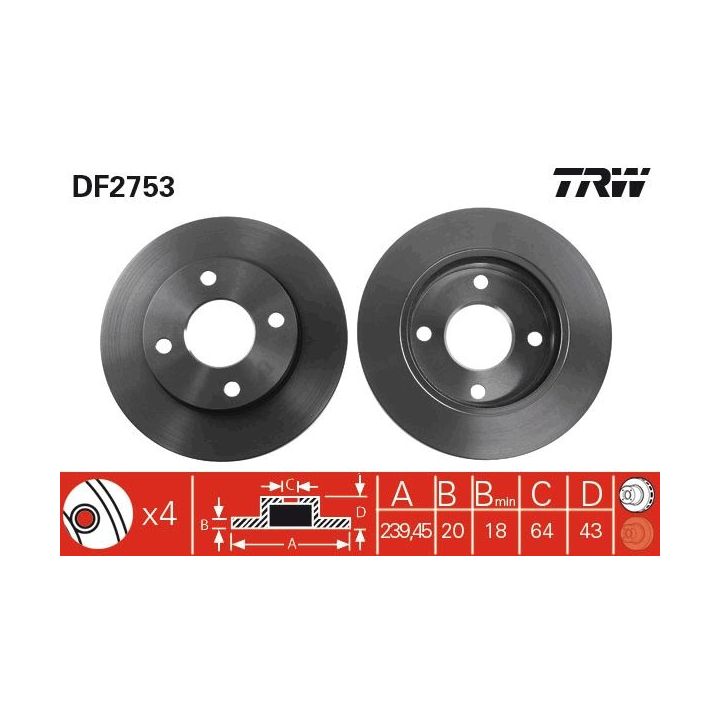 Stabdžių diskas TRW DF2753