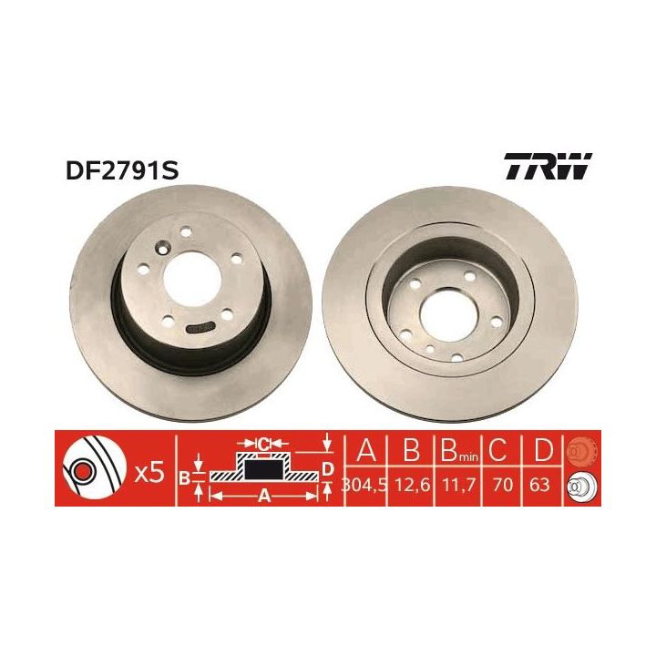 Stabdžių diskas TRW DF2791S
