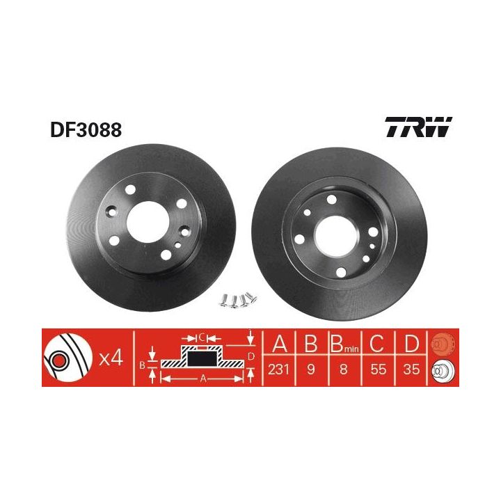 Stabdžių diskas TRW DF3088