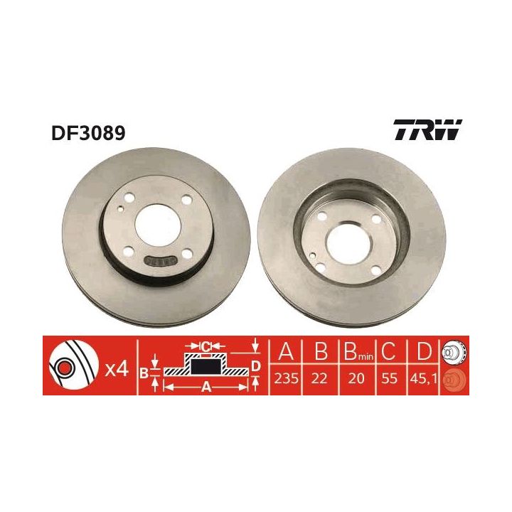 Stabdžių diskas TRW DF3089