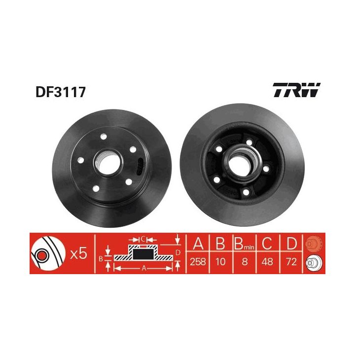 Stabdžių diskas TRW DF3117