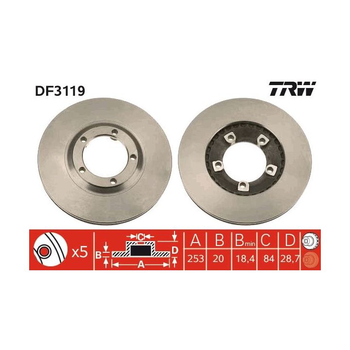Stabdžių diskas TRW DF3119
