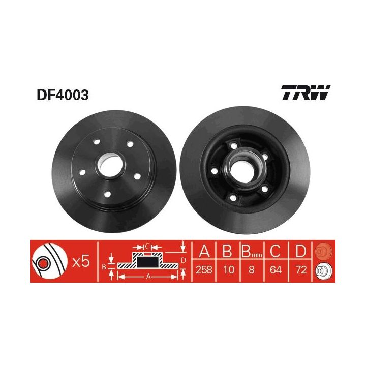 Stabdžių diskas TRW DF4003