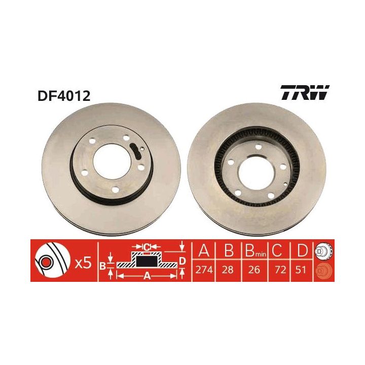 Stabdžių diskas TRW DF4012