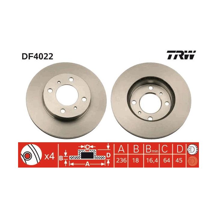 Stabdžių diskas TRW DF4022
