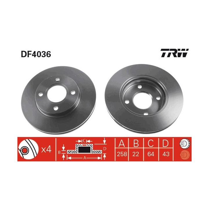 Stabdžių diskas TRW DF4036
