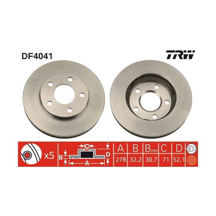 Stabdžių diskas TRW DF4041