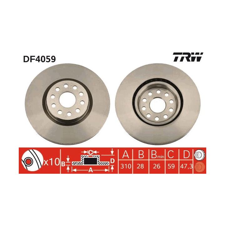 Stabdžių diskas TRW DF4059