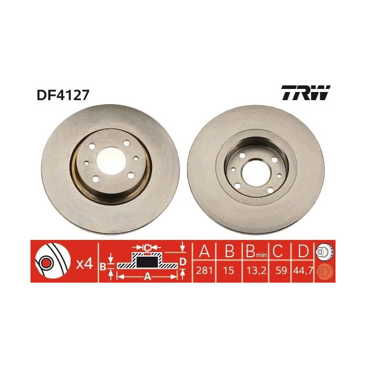 Stabdžių diskas TRW DF4127