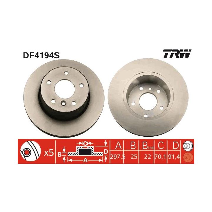 Stabdžių diskas TRW DF4194S
