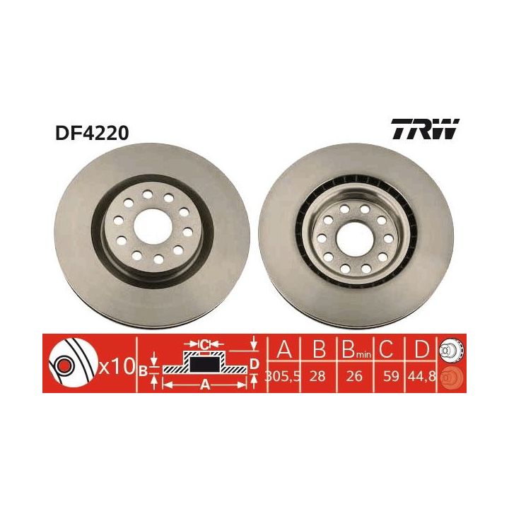 Stabdžių diskas TRW DF4220