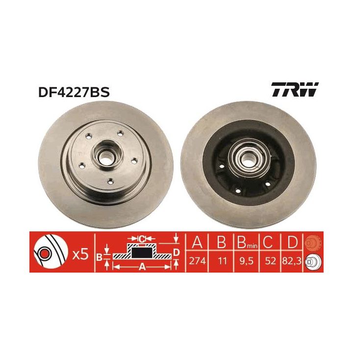 Stabdžių diskas TRW DF4227BS