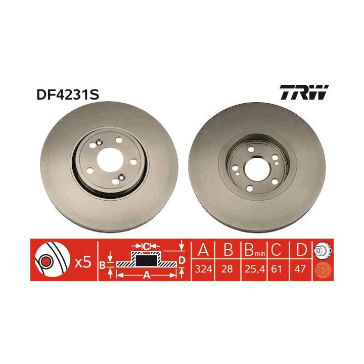 Stabdžių diskas TRW DF4231S