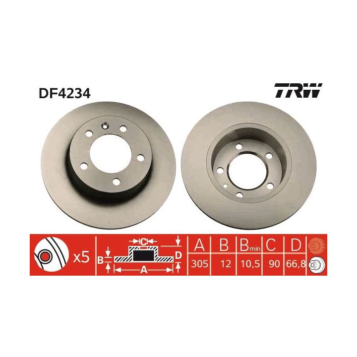 Stabdžių diskas TRW DF4234
