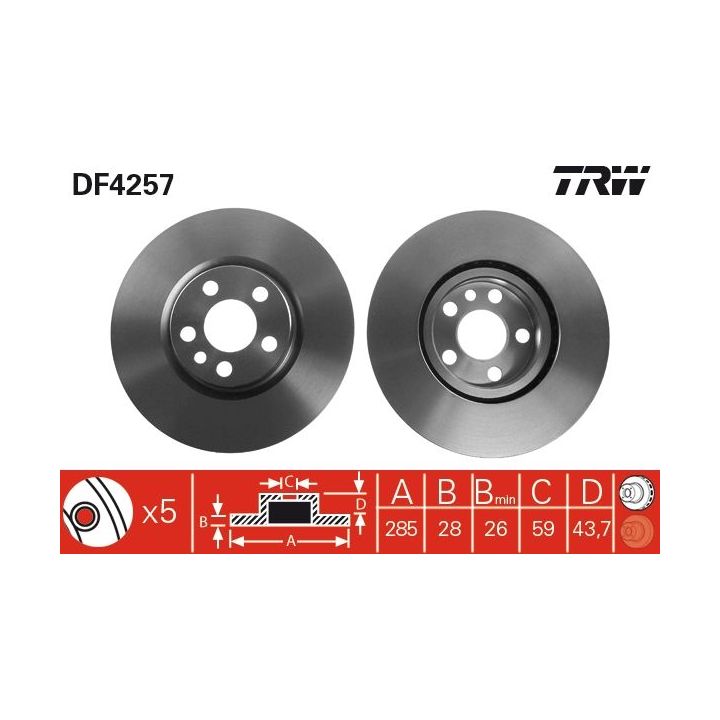 Stabdžių diskas TRW DF4257