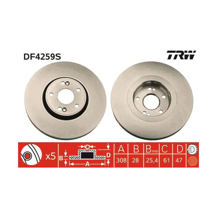 Stabdžių diskas TRW DF4259S