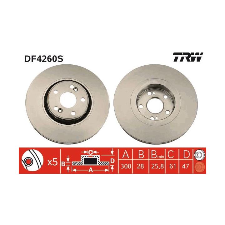Stabdžių diskas TRW DF4260S