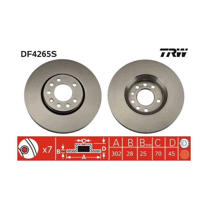 Stabdžių diskas TRW DF4265S