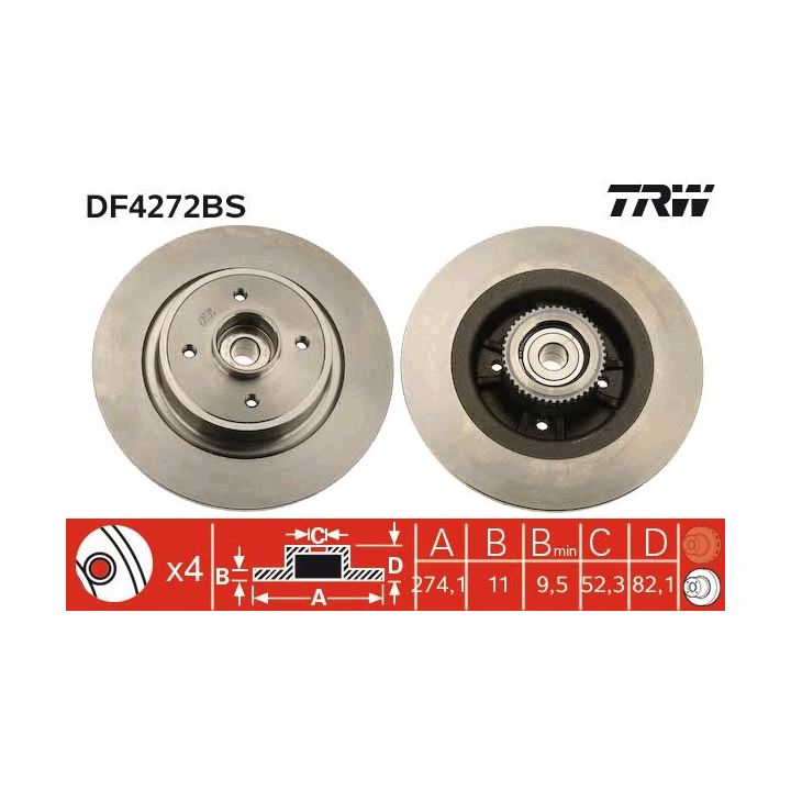 Stabdžių diskas TRW DF4272BS