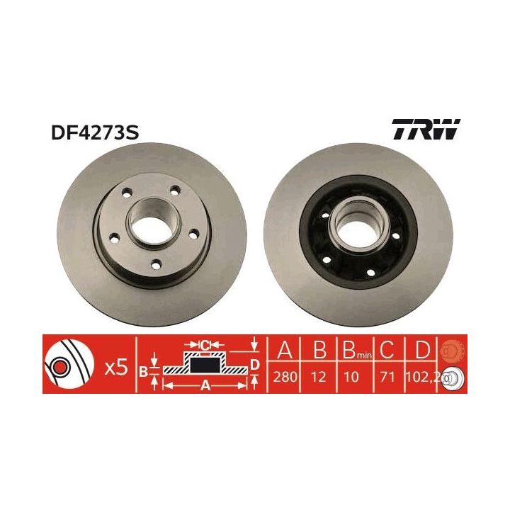 Stabdžių diskas TRW DF4273S