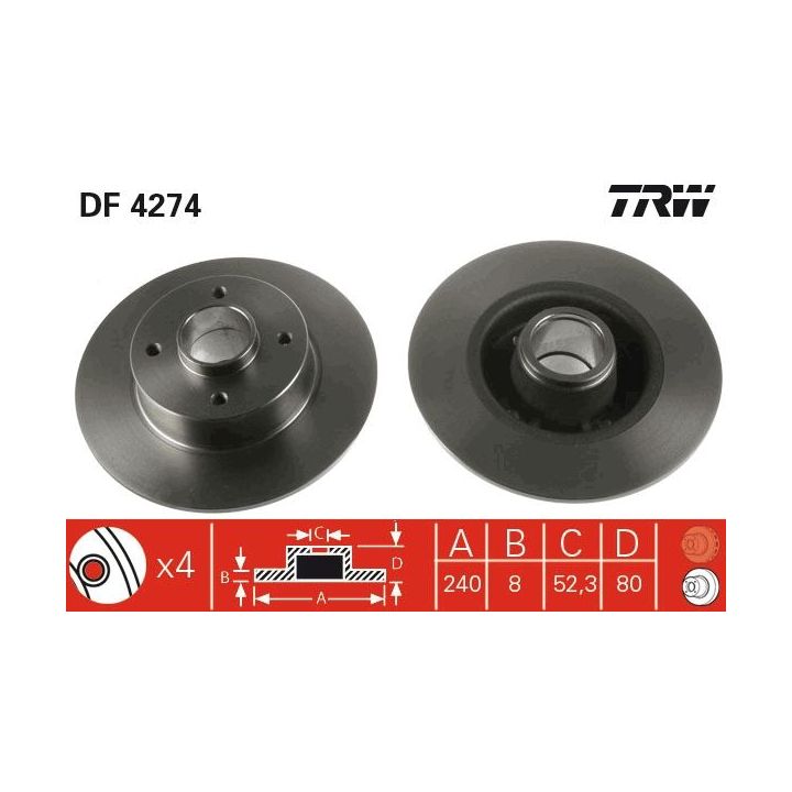 Stabdžių diskas TRW DF4274