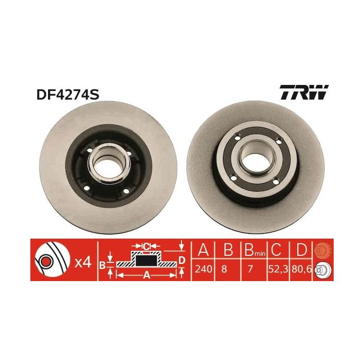 Stabdžių diskas TRW DF4274S