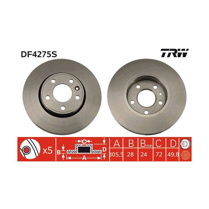 Stabdžių diskas TRW DF4275S