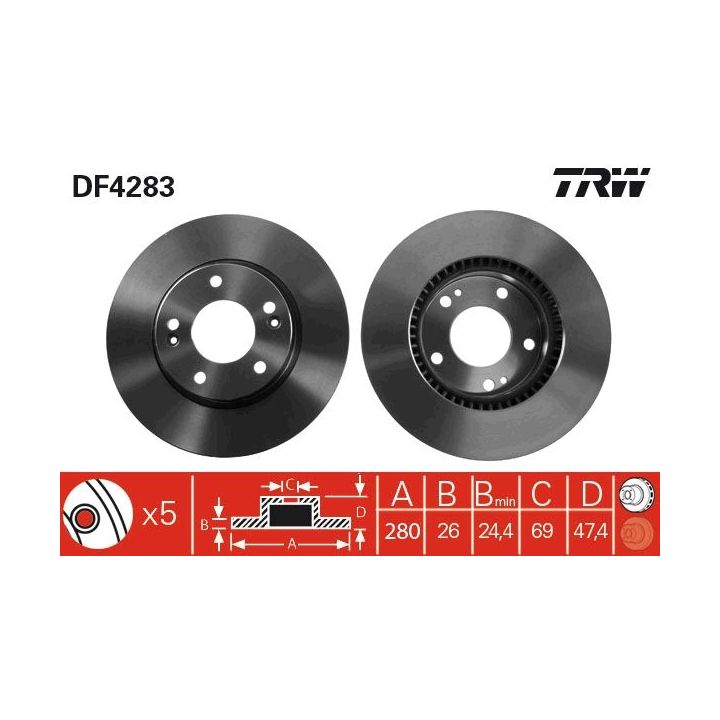 Stabdžių diskas TRW DF4283