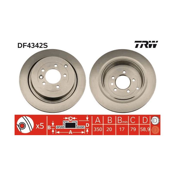 Stabdžių diskas TRW DF4342S