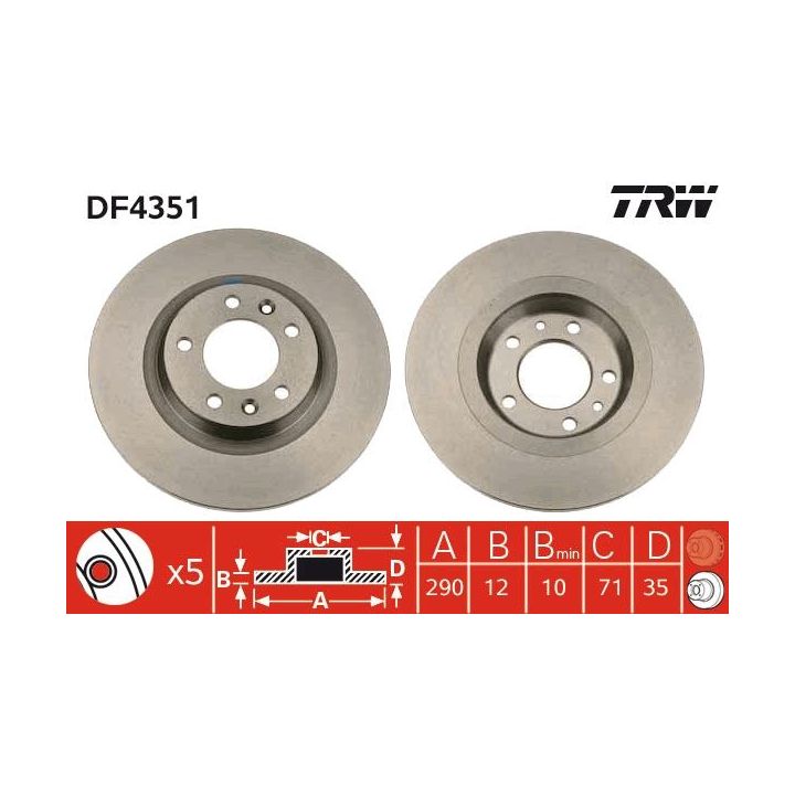 Stabdžių diskas TRW DF4351