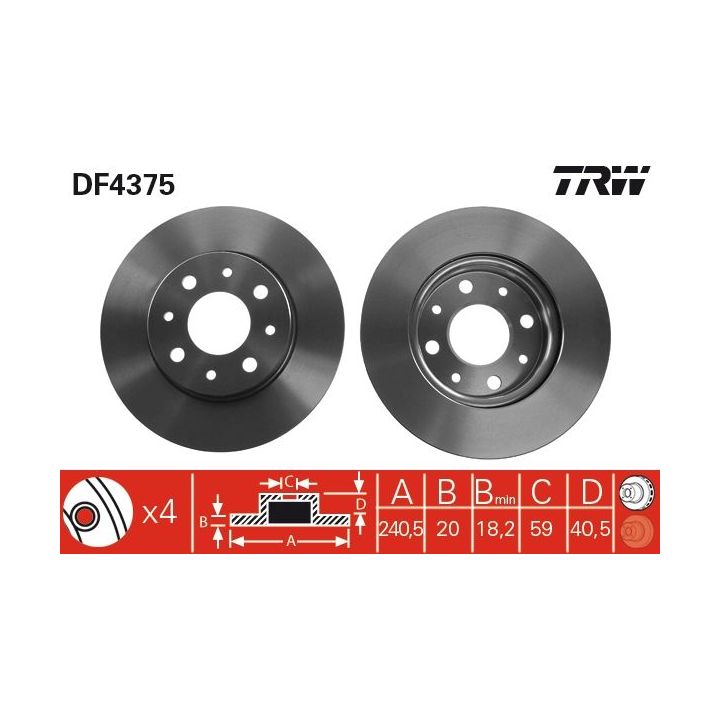 Stabdžių diskas TRW DF4375