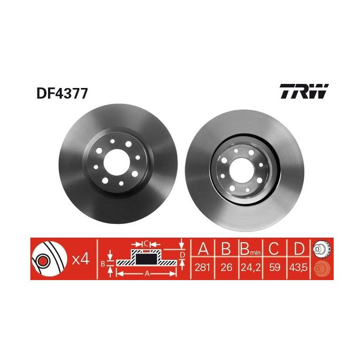 Stabdžių diskas TRW DF4377