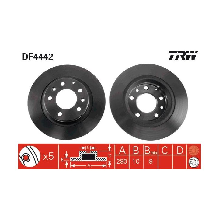 Stabdžių diskas TRW DF4442